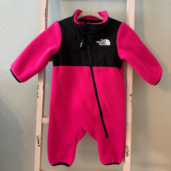 The North Face Other - The North Face Pink and Black Baby Girl One Piece Fleece Snow Suit 3-6 Months